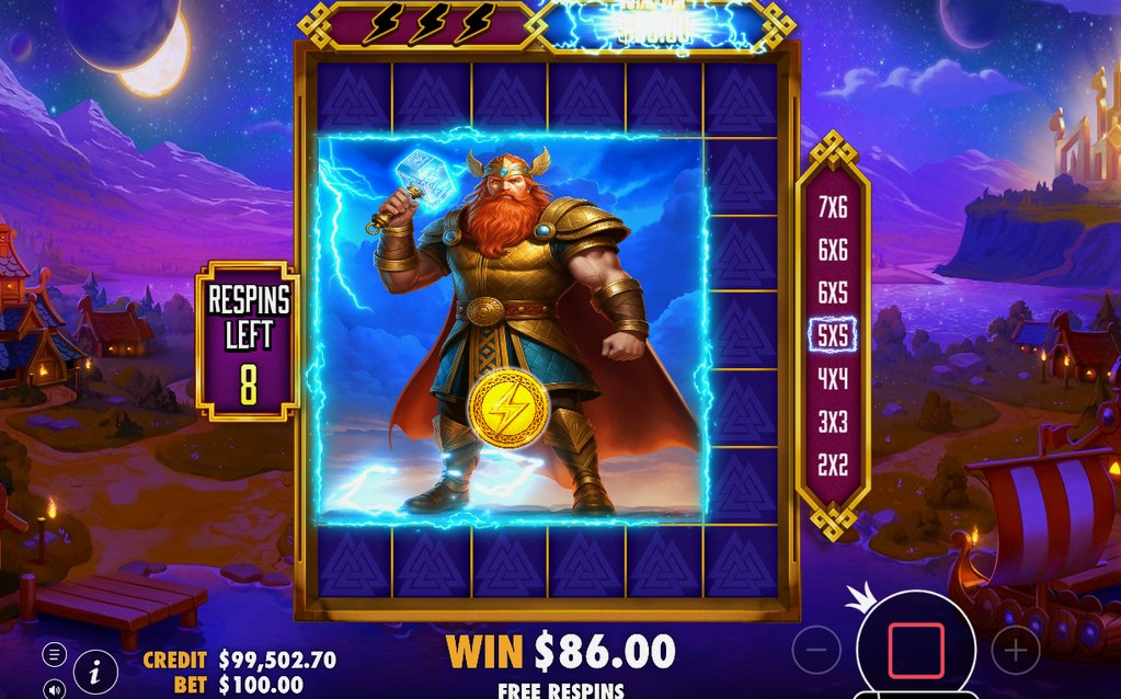Bonusläget med FREE RESPINS-bannern och 5 respins